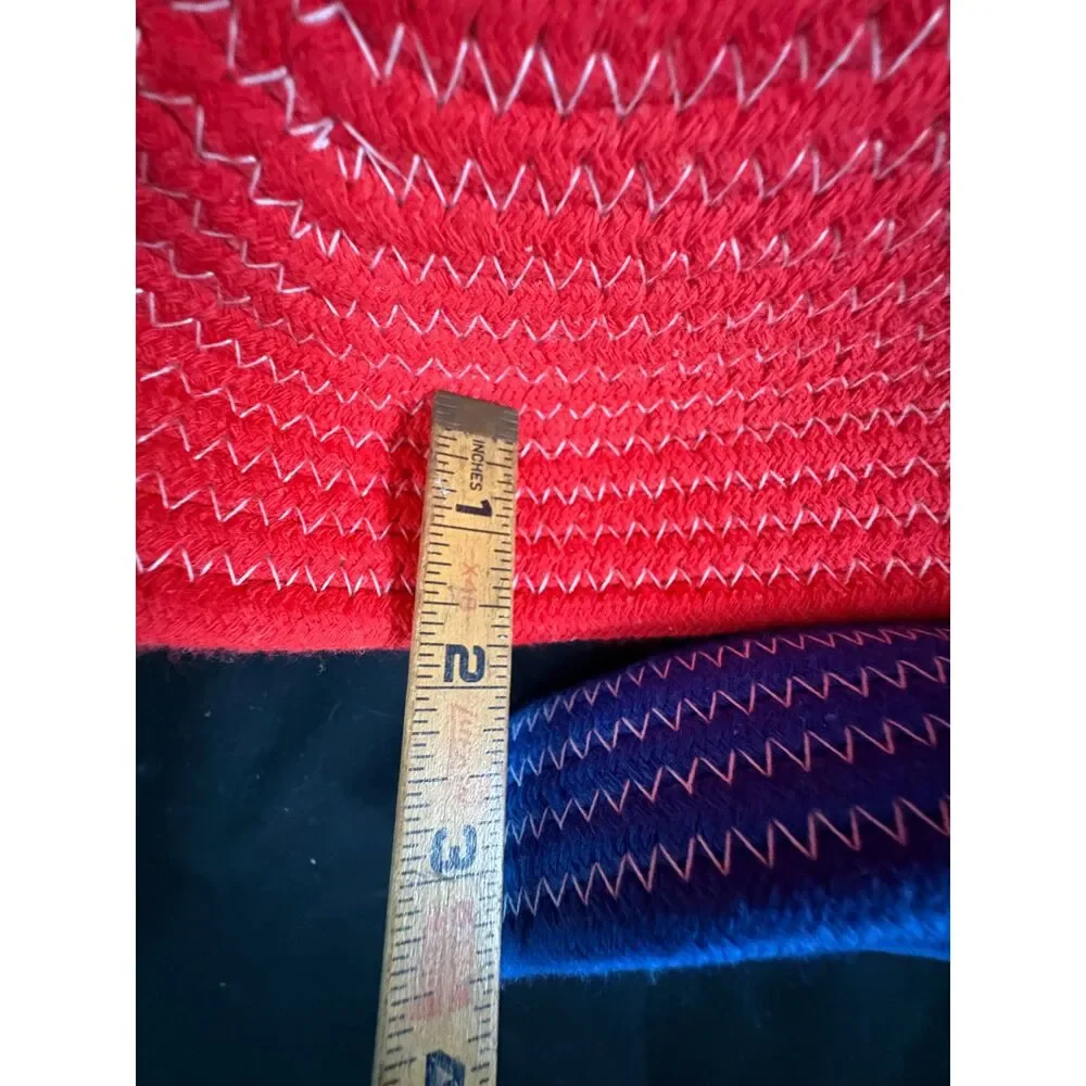 Red N Blue Coiled Rope Basket Tray Set of 2 Oval Patriotic Americana Decor